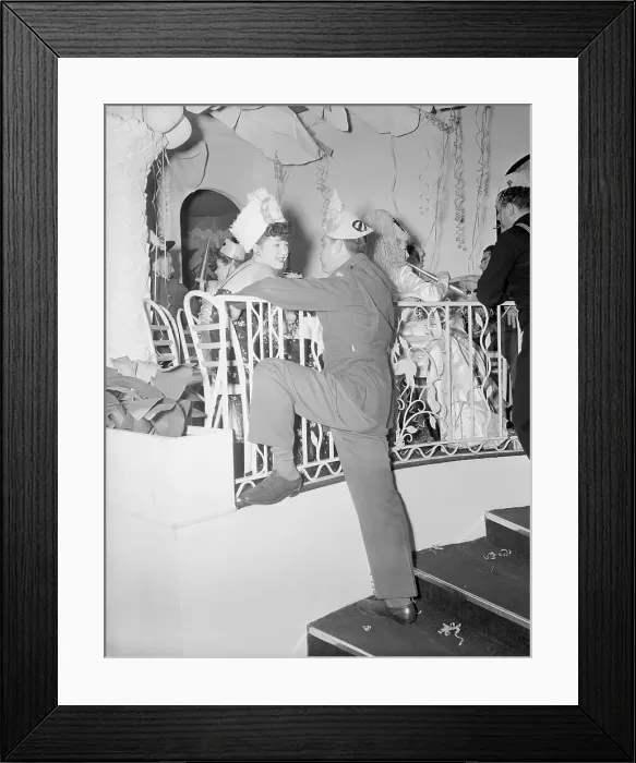 Framed Print : Soldier Courting a Woman from a Balcony Framed Print : Soldier Courting a Woman from a Balcony