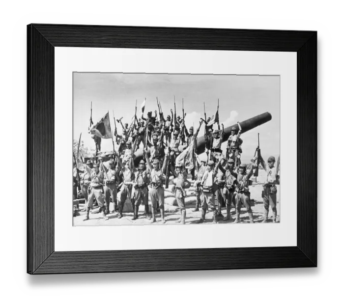 Framed Print : Japanese Soldiers on Captured American Gun Framed Print : Japanese Soldiers on Captured American Gun