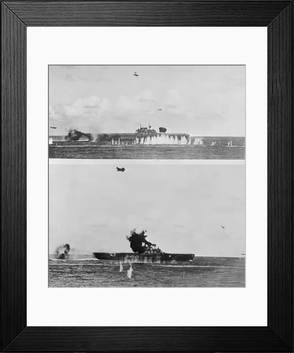 Framed Print : Japanese Suicide Bomber Diving into US Navy Warship Framed Print : Japanese Suicide Bomber Diving into US Navy Warship