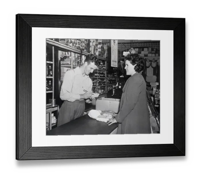 Framed Print : S.Musial Behind Counter In Grocery Store