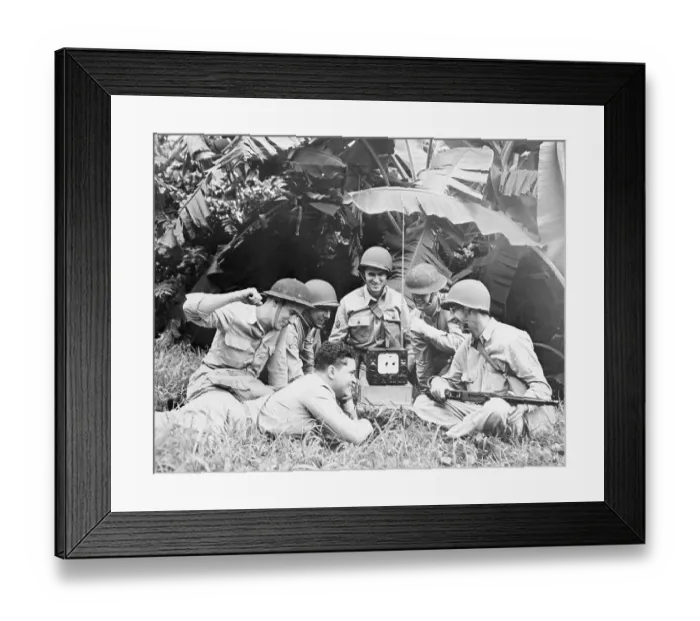 Framed Print : Soldiers Listening to the World Series Framed Print : Soldiers Listening to the World Series