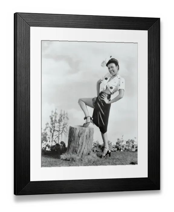 Framed Print : Lena Horne Posing on Tree Stump Framed Print : Lena Horne Posing on Tree Stump