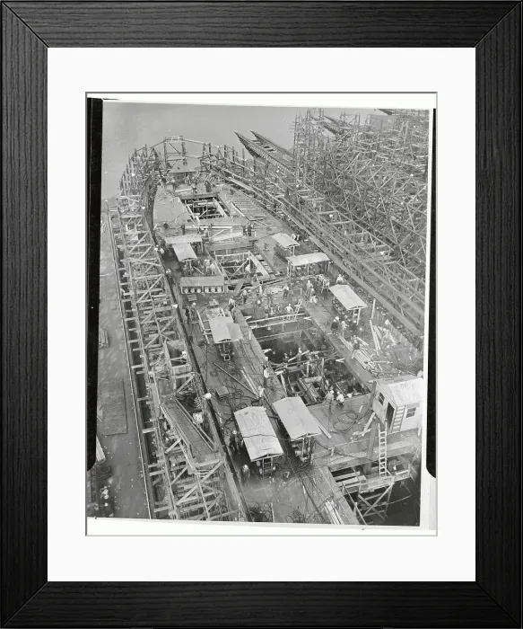 Framed Print : View of the Liberty Ship Under Construction Framed Print : View of the Liberty Ship Under Construction