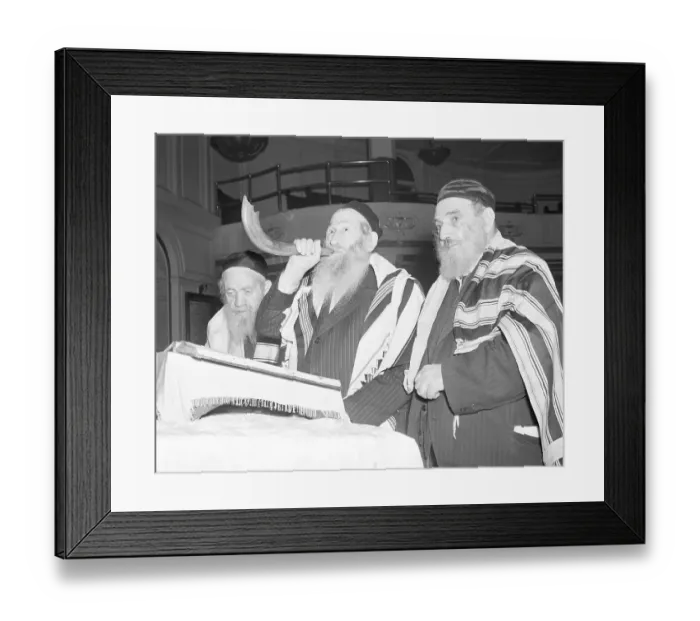 Framed Print : Man Blowing Shofar Indicating the Start of Yom Kippur Framed Print : Man Blowing Shofar Indicating the Start of Yom Kippur