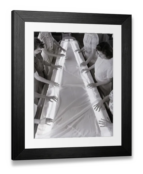 Framed Print : Women Inspecting Parachute Framed Print : Women Inspecting Parachute