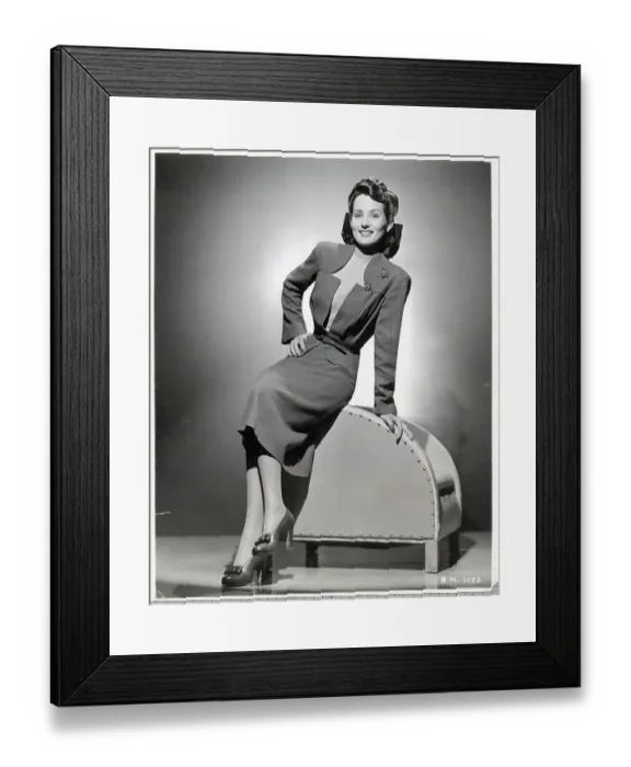 Framed Print : Model Posing in Waist Belted Dress Framed Print : Model Posing in Waist Belted Dress