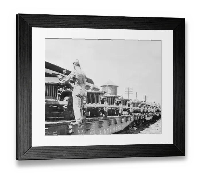 Framed Print : Soldiers Piling Into Jeeps Framed Print : Soldiers Piling Into Jeeps