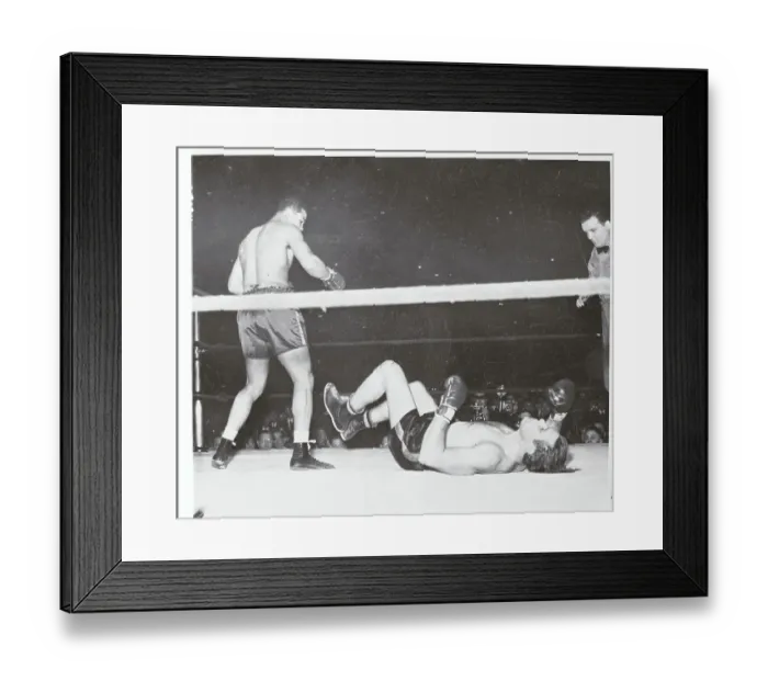 Framed Print : Buddy Baer on Turf Beneath Joe Louis Framed Print : Buddy Baer on Turf Beneath Joe Louis