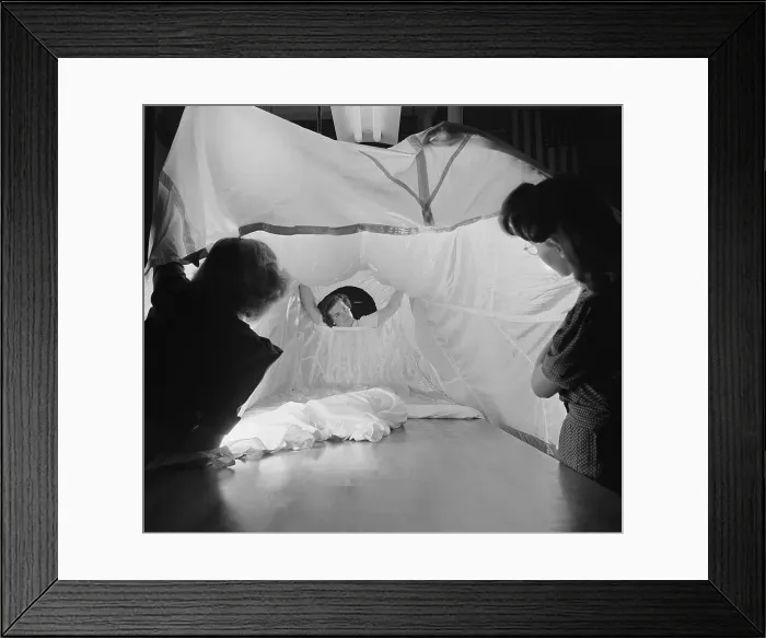 Framed Print : Women Testing Nylon Parachutes Framed Print : Women Testing Nylon Parachutes