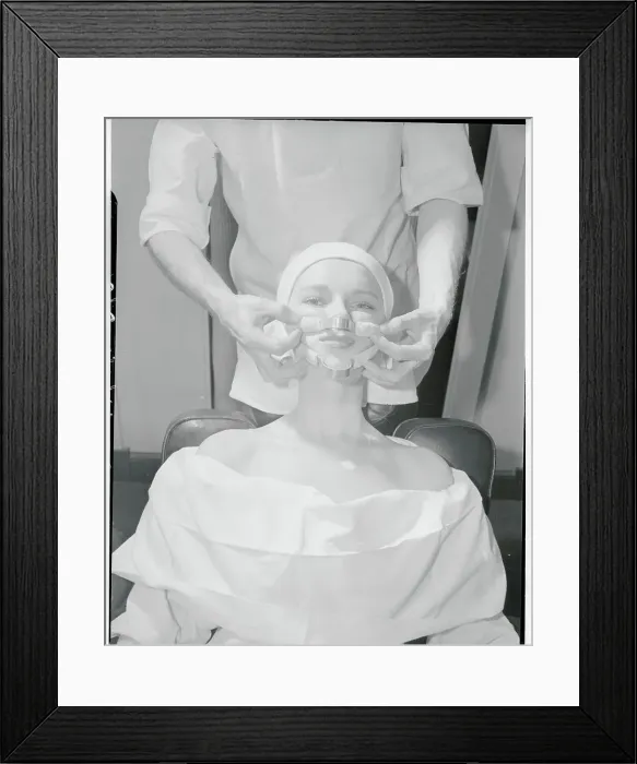 Framed Print : Woman Having Face Trussed Framed Print : Woman Having Face Trussed