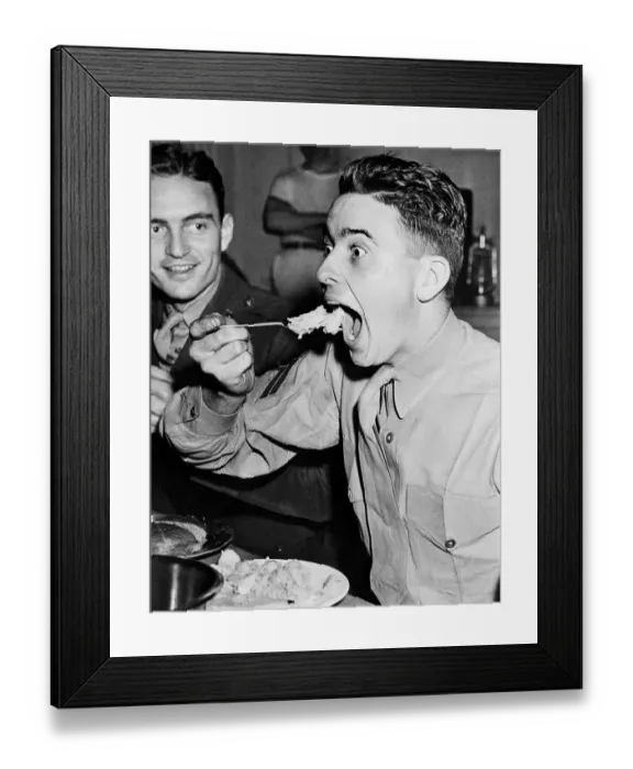 Framed Print : U.S. Marine Enjoying His Meal Framed Print : U.S. Marine Enjoying His Meal