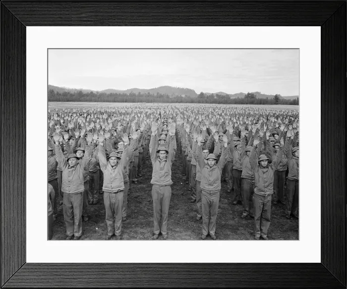Framed Print : Soldiers Doing Calisthenics Framed Print : Soldiers Doing Calisthenics