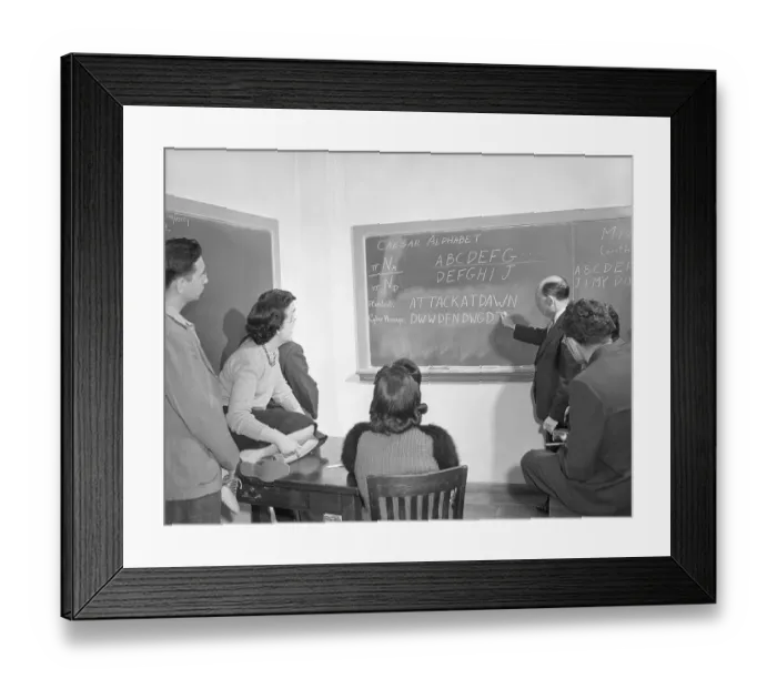 Framed Print : Attack at Dawn in Code on Blackboard Framed Print : Attack at Dawn in Code on Blackboard
