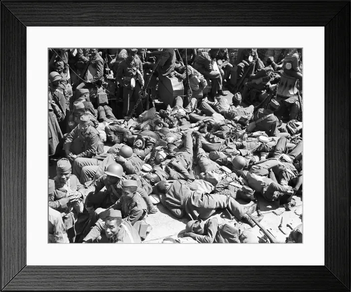 Framed Print : Black Troops Rest, Sleep On Convoy Deck Framed Print : Black Troops Rest, Sleep On Convoy Deck