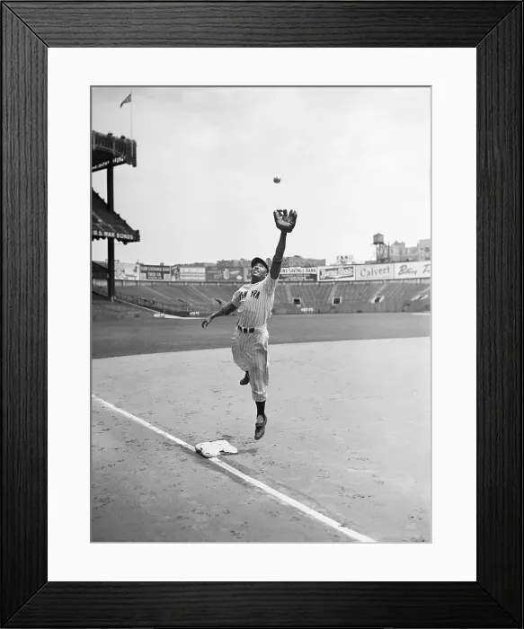 Framed Print : Black Yankee Catching High Fly Ball Framed Print : Black Yankee Catching High Fly Ball