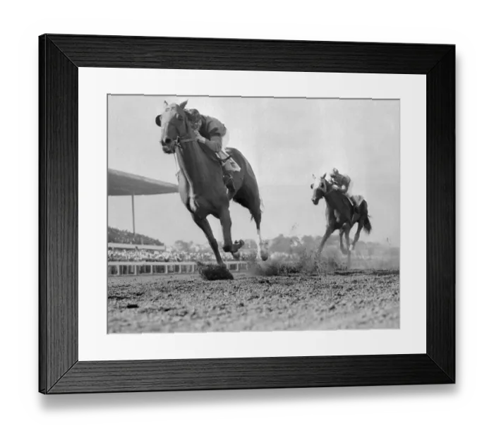 Framed Print : Rounders Chasing Whirlaway Down Track