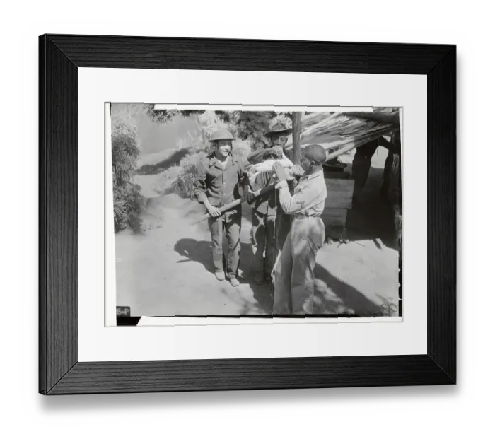 Framed Print : Soldiers Admiring a Bird Framed Print : Soldiers Admiring a Bird