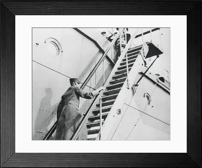 Framed Print : King Haakon VII Boarding Cruiser Framed Print : King Haakon VII Boarding Cruiser