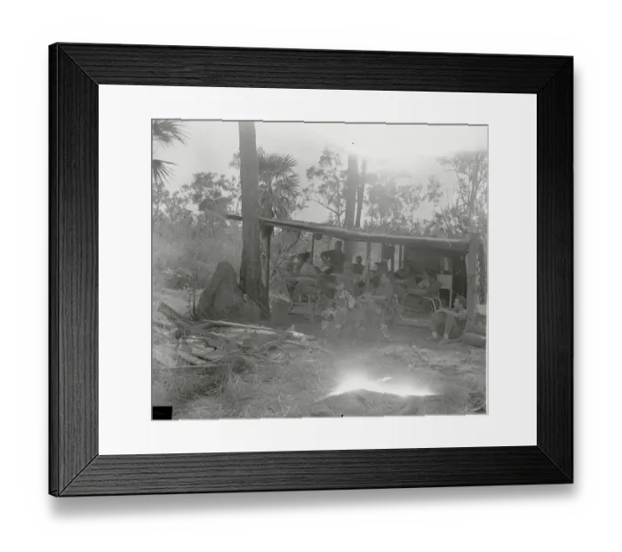 Framed Print : Air Force Pilots at Campsite in Woods