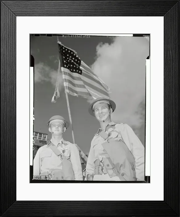 Framed Print : Distinguished Soldiers Standing Under The U.S. Flag Framed Print : Distinguished Soldiers Standing Under The U.S. Flag