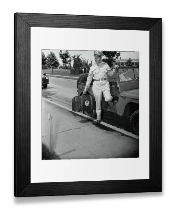 Framed Print : Bobby Jones Stepping Out of a Jeep Framed Print : Bobby Jones Stepping Out of a Jeep