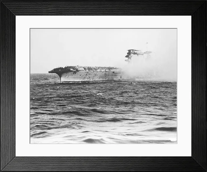 Framed Print : Men Abandoning Aircraft Carrier USS Lexington Framed Print : Men Abandoning Aircraft Carrier USS Lexington