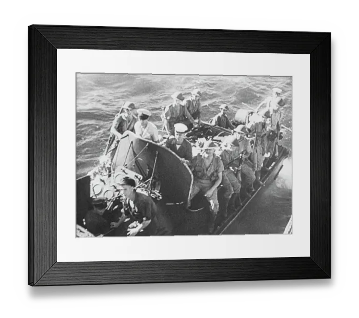 Framed Print : Commandos Clinging to Boat Framed Print : Commandos Clinging to Boat