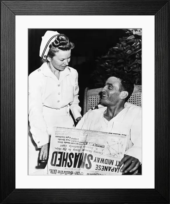 Framed Print : Soldier in Hospital After Midway Battle Framed Print : Soldier in Hospital After Midway Battle