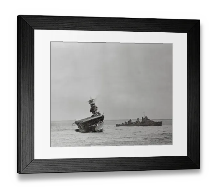 Framed Print : U.S.S. Yorktown Sinking After Japanese Attack Framed Print : U.S.S. Yorktown Sinking After Japanese Attack
