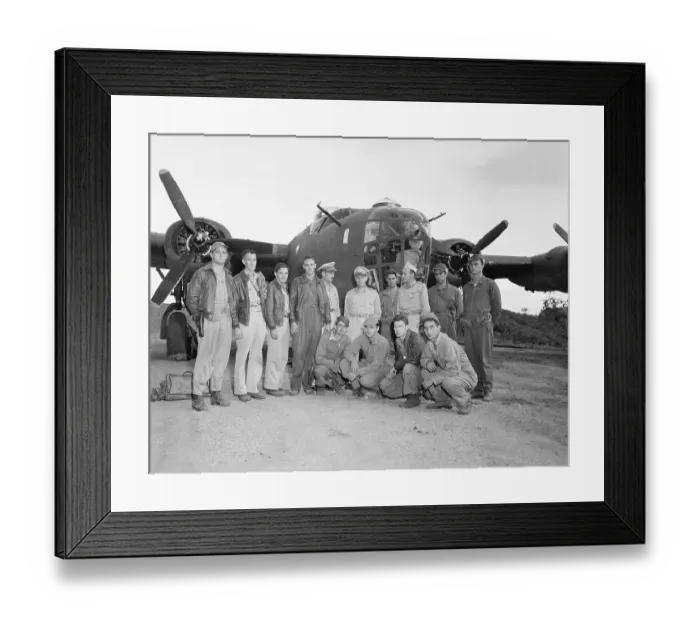 Framed Print : General George C. Kenney with B-24 Bomber Crew Framed Print : General George C. Kenney with B-24 Bomber Crew