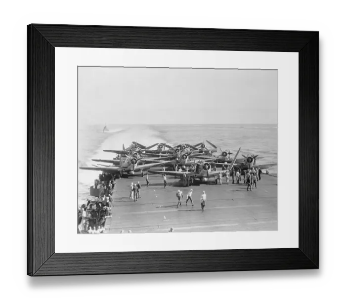 Framed Print : View of Military Carrier with Planes Aboard