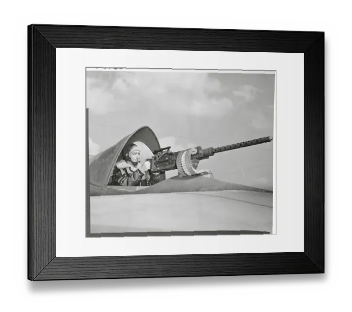 Framed Print : Soldier Aiming Gun in Airplane Framed Print : Soldier Aiming Gun in Airplane