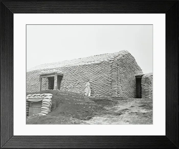 Framed Print : Sandbag Medical Unit Built by American Naval Troops Framed Print : Sandbag Medical Unit Built by American Naval Troops