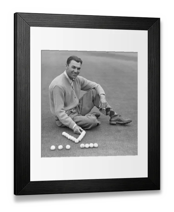 Framed Print : Ben Hogan on Ground with Golf Balls