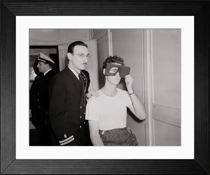 Framed Print : Ted Williams Having Eyes Checked Framed Print : Ted Williams Having Eyes Checked