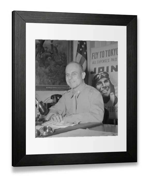 Framed Print : James Dolittle In Front of a Recruiting Poster Framed Print : James Dolittle In Front of a Recruiting Poster