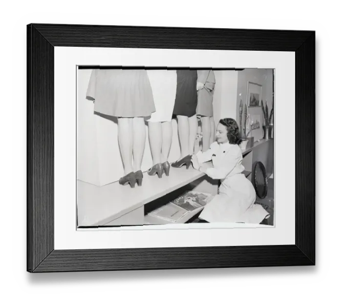 Framed Print : Drawing Fake Stocking Seams on Women's Legs Framed Print : Drawing Fake Stocking Seams on Women's Legs