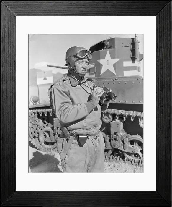 Framed Print : Major General George S. Patton Watching Military Exercises Framed Print : Major General George S. Patton Watching Military Exercises