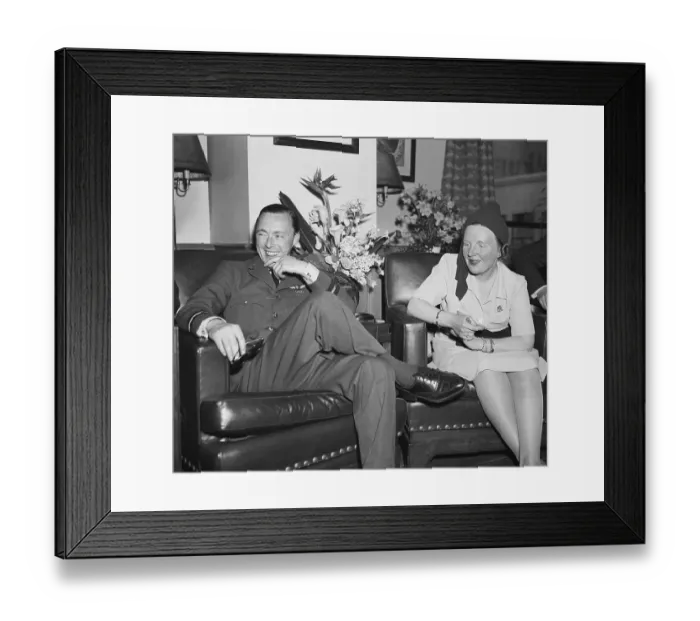 Framed Print : Prince Bernhard and Princess Juliana Relaxing in Hotel Lounge