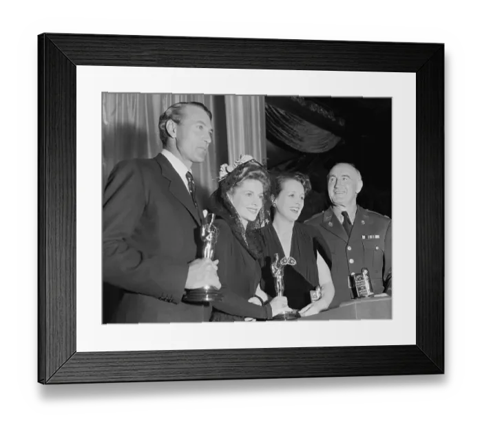 Framed Print : G.Cooper, J.Fontaine, M.Astor, D.Crisp;Osca Framed Print : G.Cooper, J.Fontaine, M.Astor, D.Crisp;Osca