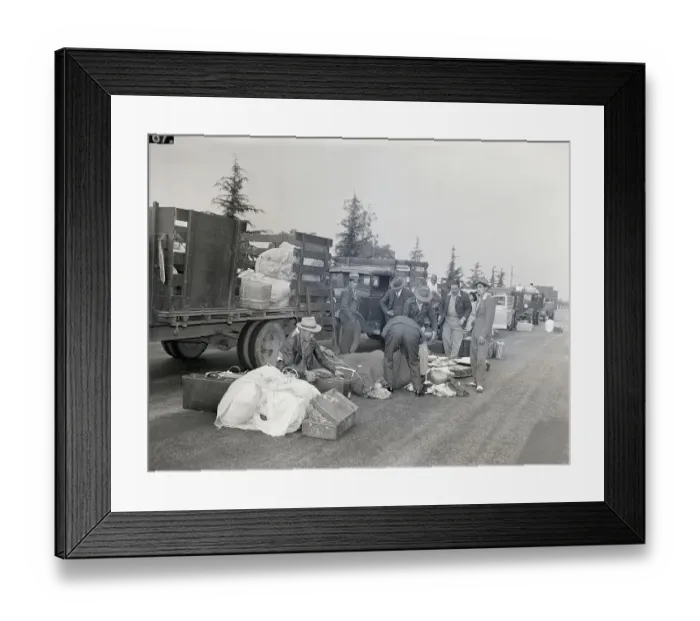 Framed Print : Japanese Having Baggage Examined
