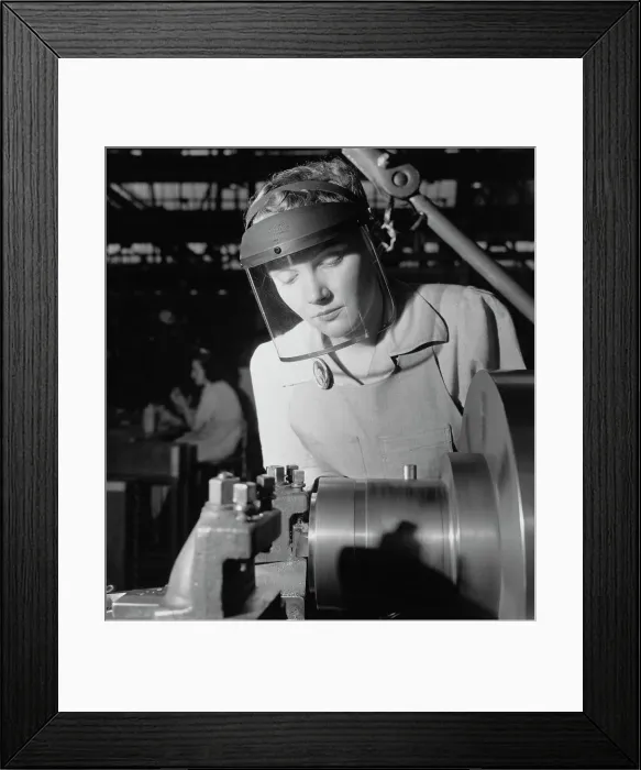Framed Print : Woman Operating a Lathe Framed Print : Woman Operating a Lathe