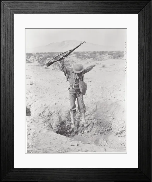 Framed Print : Soldier Jumping into Ditch Framed Print : Soldier Jumping into Ditch