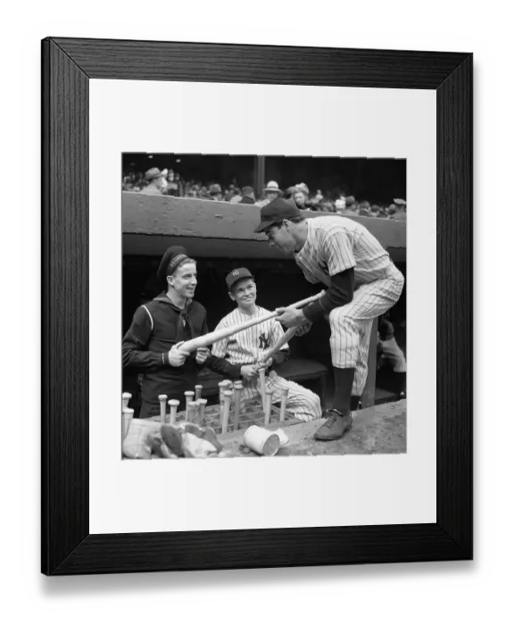 Framed Print : Joe DiMaggio with Bat Boys Framed Print : Joe DiMaggio with Bat Boys
