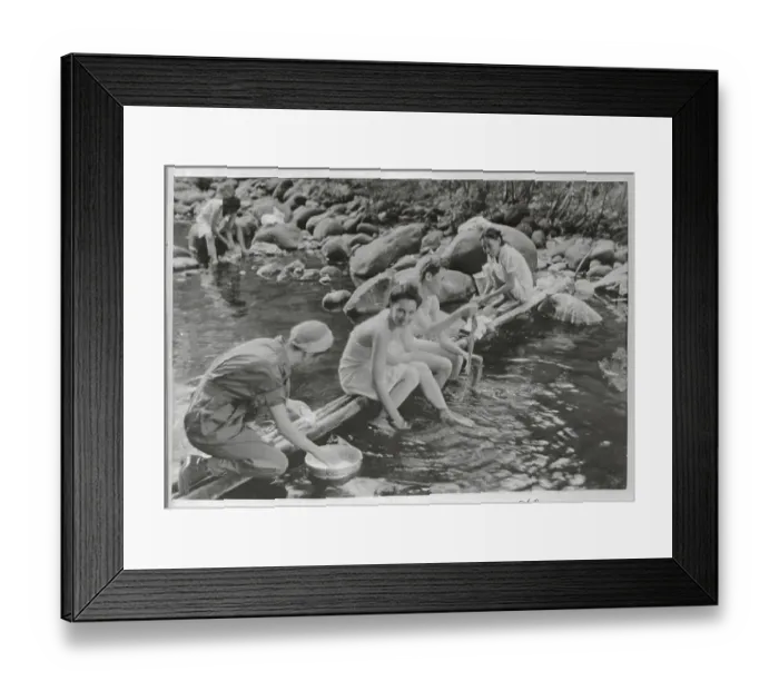 Framed Print : Female Army Nurses Bathing and Doing Laundry in River Framed Print : Female Army Nurses Bathing and Doing Laundry in River