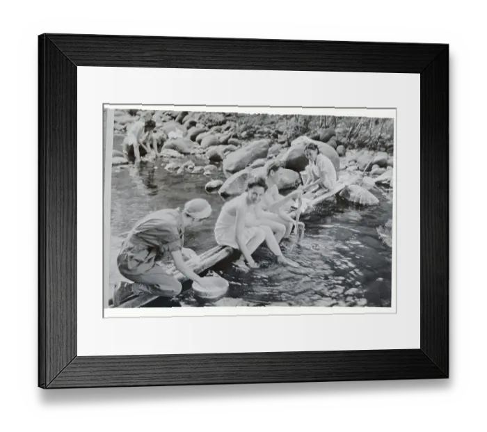 Framed Print : Army Nurses Washing Up in River Framed Print : Army Nurses Washing Up in River