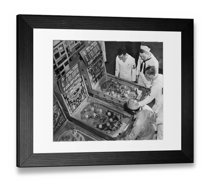 Framed Print : Sailors Playing Pinball Framed Print : Sailors Playing Pinball