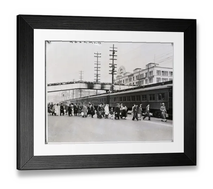 Framed Print : Japanese Evacuees Boarding Special Train Framed Print : Japanese Evacuees Boarding Special Train