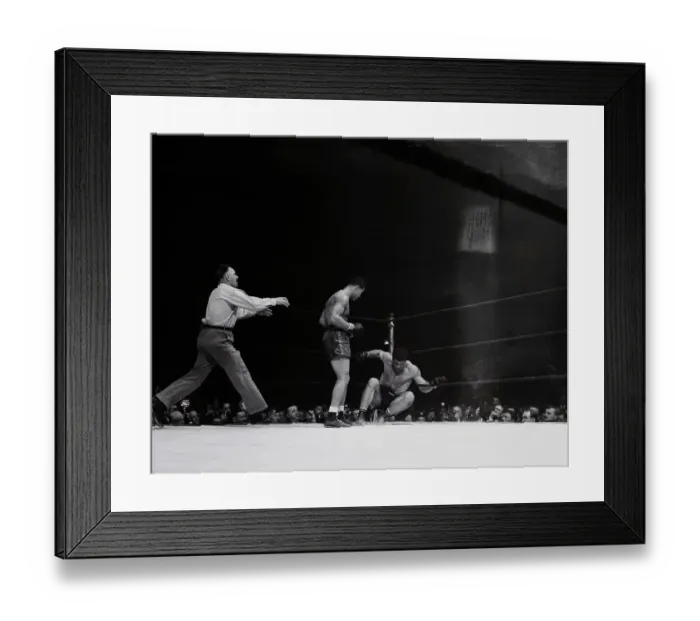 Framed Print : Boxer Abe Simon Falling to the Canvas Framed Print : Boxer Abe Simon Falling to the Canvas