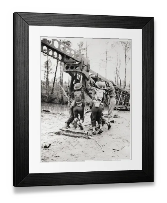 Framed Print : Engineers Dismantling Bridge Framed Print : Engineers Dismantling Bridge